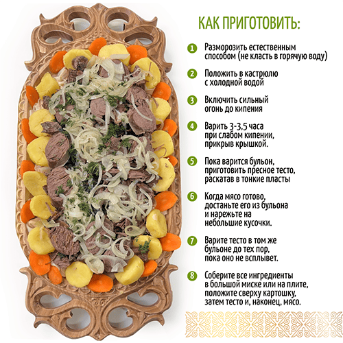 Набор для бешбармака из говядины (казы из говядины, говядина копченая без кости, говядина на кости),